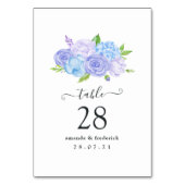 Numéro De Table Mariage Hydrangea Bleu et Lavande Clair (Dos)