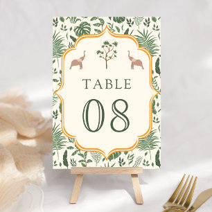 Numéro De Table Mariage indien des éléphants de forêt tropicale