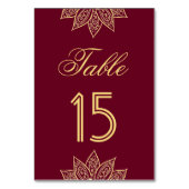 Numéro De Table Mariage Indien Henna Mehendi Bourgogne Or (Par défaut)