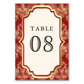 Numéro De Table Mariage indien Lace Or Rouge (Par défaut)