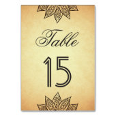 Numéro De Table Mariage indien vintage Mehendi Henna (Dos)