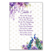 Numéro De Table Mariage indien violet de Peacock (Dos)
