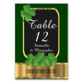 Numéro De Table Mariage irlandais vert, or et shamrock (Dos)