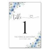 Numéro De Table Mariage ivoire bleu Dusty Numéros de tableau (Dos)