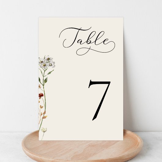 Numéro De Table Mariage ivoire Fleur sauvage délicat Tableau numér