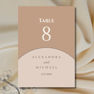 Numéro De Table Mariage japonais minimaliste rose beige