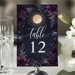 Numéro De Table Mariage Jardin de Minuit sous la Lune