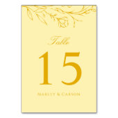 Numéro De Table Mariage Jaune Beurre Bohème Moderne (Dos)