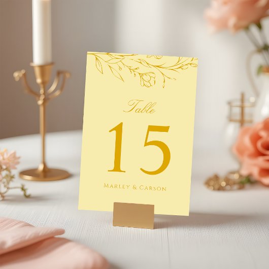 Numéro De Table Mariage Jaune Beurre Bohème Moderne