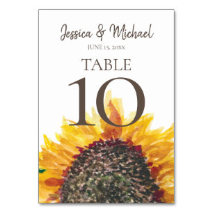 Numéro De Table Mariage Jaune Marron Blanc Bohème Tournesol
