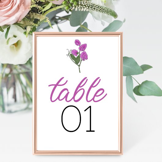 Numéro De Table Mariage lathyrus minimaliste