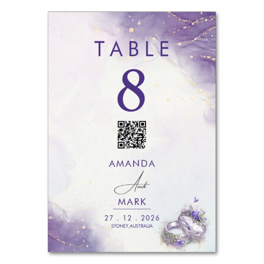 Numéro De Table Mariage Lilac minimal moderne violet Numéro de tab (Par défaut)