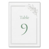 Numéro de table mariage luxe discret Vert Sauge (Par défaut)