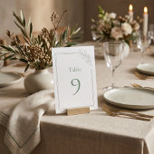 Numéro de table mariage luxe discret Vert Sauge