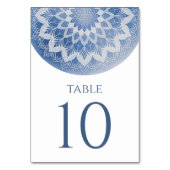 Numéro De Table Mariage Mandala Brodé Bleu (Dos)