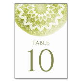 Numéro De Table Mariage Mandala Vert à Dentelle (Dos)