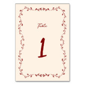 Numéro De Table Mariage manuscrit Maroon (Dos)
