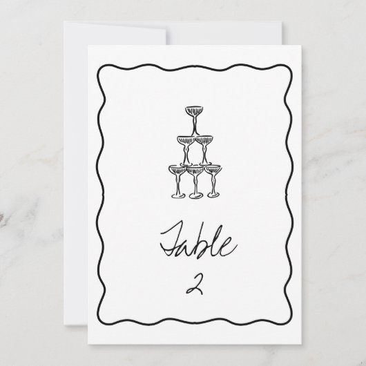 Numéro de table Mariage manuscrit rétro (Devant)