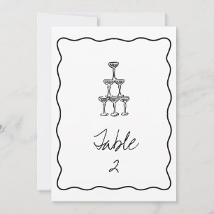 Numéro de table Mariage manuscrit rétro