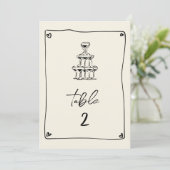 Numéro de table Mariage manuscrit rétro (Debout devant)