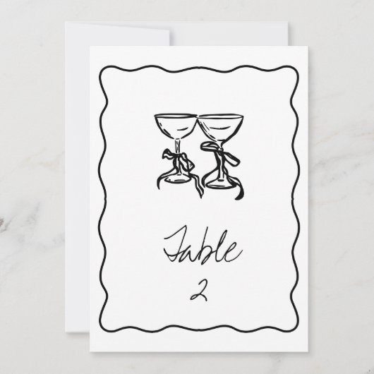 Numéro de table Mariage manuscrit rétro (Devant)
