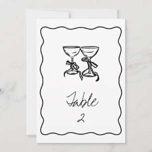 Numéro de table Mariage manuscrit rétro
