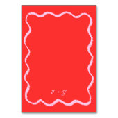 Numéro De Table Mariage manuscrit rouge rouge rose Vague rétro (Dos)