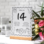 Numéro De Table Mariage manuscrit Whimsical Quirky tiré à la main<br><div class="desc">Guidez les clients avec charme en utilisant cette carte fantaisiste et dessinée à la main ! Doté de détails manuscrits et d'espace pour les noms d'invités, il ajoute une touche personnelle et ludique à votre réception de mariage, ce qui en fait à la fois fonctionnelle et délicieusement unique pour votre...</div>