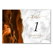 Numéro De Table Mariage Marbre Agate Or Doré Brûlé (Dos)