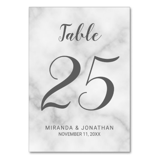 Numéro De Table Mariage Marbre blanc élégant (Par défaut)