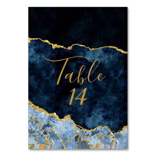 Numéro De Table Mariage marbre marbre marbré bleu marine et or (Par défaut)