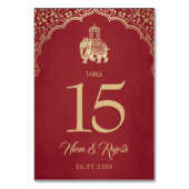 Numéro de table mariage, Mariage indien, Bleu, Or (Dos)