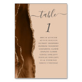 Numéro De Table Mariage Marron Moka Agate Tan Or (Dos)