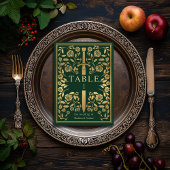 Numéro De Table Mariage médiéval royal vert