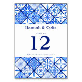 Numéro De Table Mariage méditerranéen moderne en carrelage bleu (Par défaut)