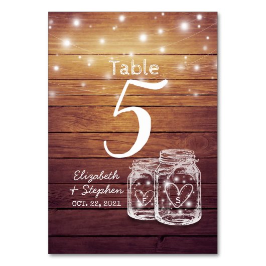 Numéro de table mariage + Menu Mason Jar String Li (Par défaut)