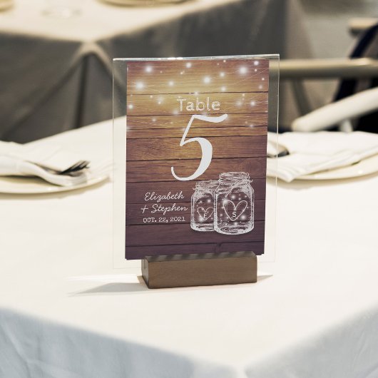 Numéro de table mariage + Menu Mason Jar String Li