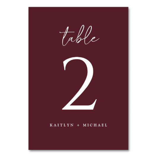 Numéro De Table Mariage Merlot moderne (Dos)