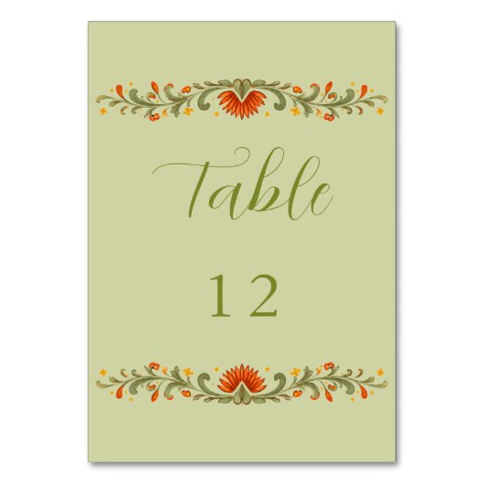 Numéro De Table Mariage mexicain Fiesta vert Talavera (Par défaut)