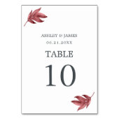 Numéro De Table Mariage minimal pour feuille de bordeaux chic Scri (Par défaut)