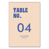 Numéro De Table Mariage Minimal Rétro Bleu & Beige (Par défaut)