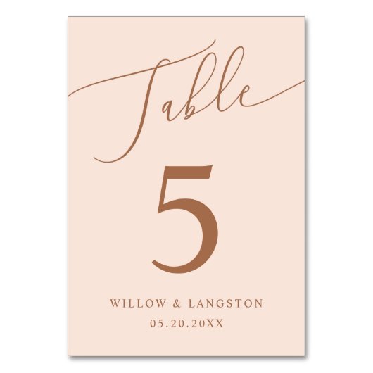 Numéro De Table Mariage minimal rose pâle (Dos)