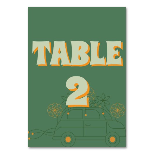 Numéro De Table Mariage minimal Vosvos vert (Dos)