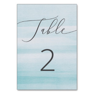 Numéro De Table Mariage minimaliste à l'aquarelle bleue marine. Pl