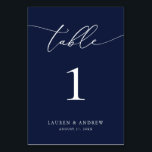 Numéro De Table Mariage minimaliste bleu marine | Événement person<br><div class="desc">(**VEUILLEZ NOTER : Pour commander, il vous suffit d'ajuster votre numéro de table (et votre nom/date) et d'ajouter chaque numéro à votre panier séparément. Vérifiez ensuite une fois que vous avez terminé.) Belle, élégante, moderne et minimaliste, carte numéro de table. Entièrement personnalisable avec vos noms (ou Nom de l'événement) et...</div>