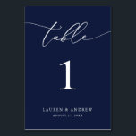 Numéro De Table Mariage minimaliste bleu marine | Événement person<br><div class="desc">(**VEUILLEZ NOTER : Pour commander, il vous suffit d'ajuster votre numéro de table (et votre nom/date) et d'ajouter chaque numéro à votre panier séparément. Vérifiez ensuite une fois que vous avez terminé.) Belle, élégante, moderne et minimaliste, carte numéro de table. Entièrement personnalisable avec vos noms (ou Nom de l'événement) et...</div>