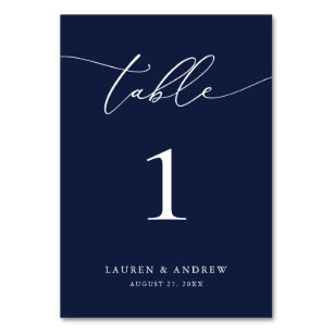 Numéro De Table Mariage minimaliste bleu marine Événement person