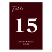 Numéro De Table Mariage minimaliste bordeaux profond (Par défaut)