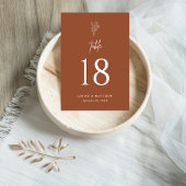 Numéro De Table Mariage minimaliste Botanique Terracotta Boho