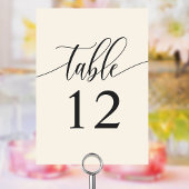 Numéro De Table Mariage Minimaliste Calligraphie Crème d'Ivoire